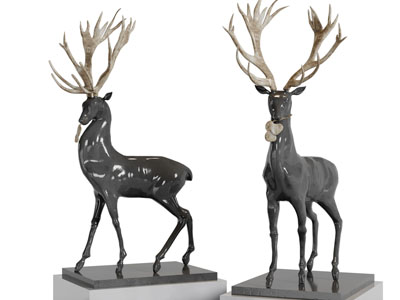 新中式麋鹿雕塑雕刻