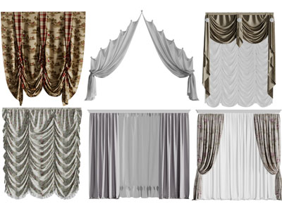 现代布艺折叠花边窗帘3d模型 现代布艺折叠花边窗帘