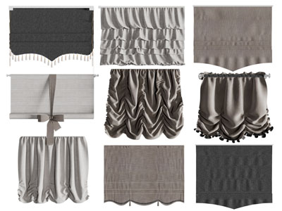 现代布艺拉帘卷帘罗马帘3d模型 现代布艺拉帘卷帘罗马帘