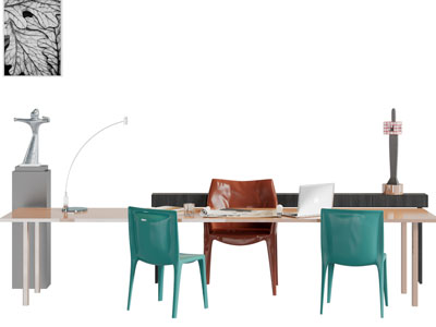 现代加长办公桌椅组合