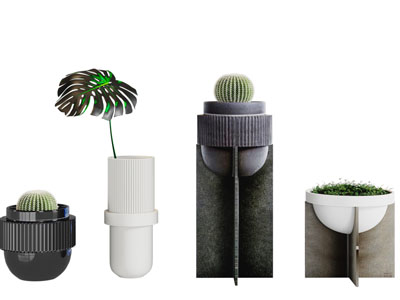 现代个性花盆盆栽植物3d模型 现代个性花盆盆栽植物