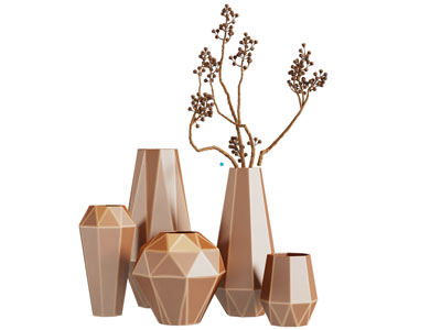 新中式陶瓷花瓶花卉3d模型 新中式陶瓷花瓶花卉