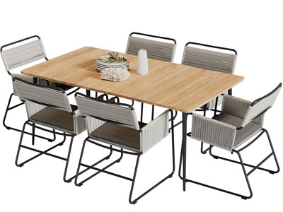 现代户外长方形餐桌椅组合