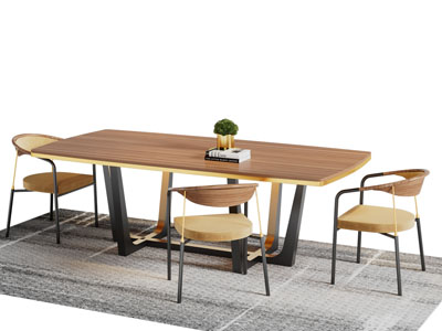 新中式长方形餐桌椅组合