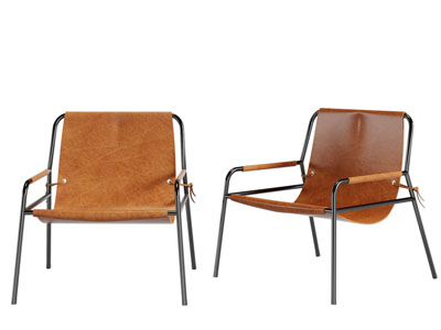 现代金属支架皮革坐垫休闲椅子