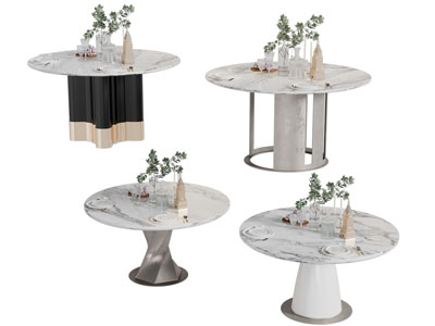 新中式圆形茶几3d模型 新中式圆形茶几