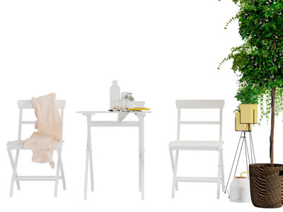 北欧白色实木折叠椅子