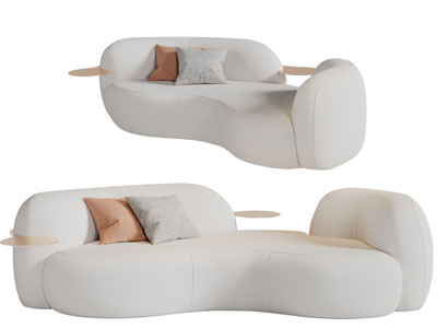 现代轻奢弧形多人沙发