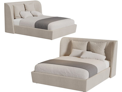 现代布艺床头双人床