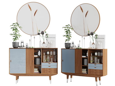 北欧实木拼接餐边柜