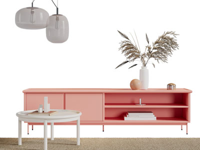 现代粉色电视柜
