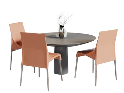 新中式圆形餐桌椅组合