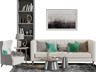 新中式多人单人沙发茶几组合