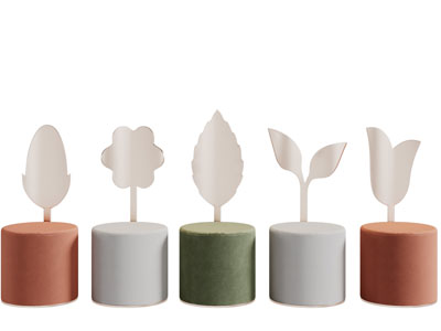 现代树叶靠背的圆形坐墩