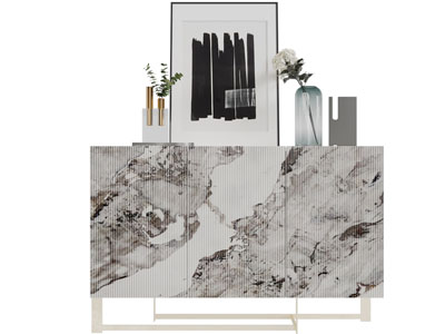 新中式大理石纹理的玄关柜边柜