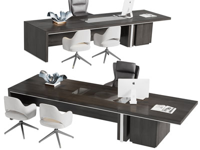 现代老板台办公桌椅组合