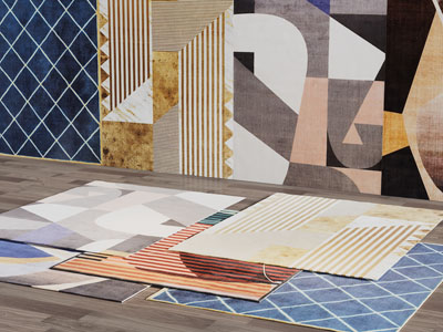 现代几何图案的长方形地毯3d模型 现代几何图案的长方形地毯