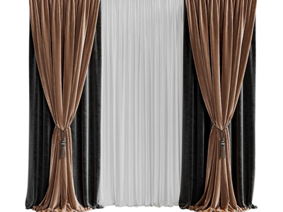 现代布艺窗纱窗帘3d模型 现代布艺窗纱窗帘