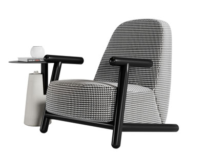 新中式方格图案的单人沙发3d模型 新中式方格图案的单人沙发