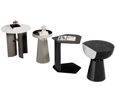 新中式圆形托盘茶几3d模型 新中式圆形托盘茶几