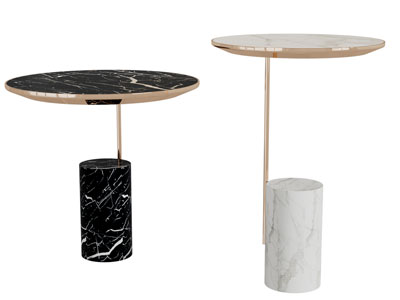 新中式大理石圆形茶几边几3d模型 新中式大理石圆形茶几边几