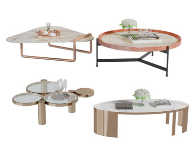 现代圆形三角形茶几3d模型 现代圆形三角形茶几