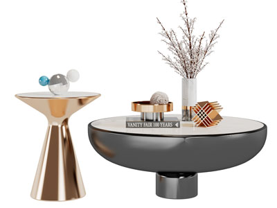 现代圆形茶几边几3d模型 现代圆形茶几边几