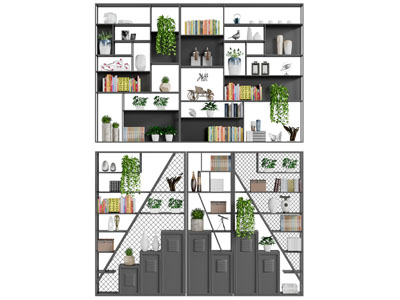 新中式镂空开放式收纳装饰柜