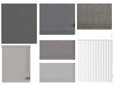 新中式布艺拉帘卷帘3d模型 新中式布艺拉帘卷帘