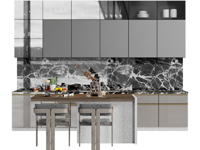 现代轻奢整体橱柜吧台吧椅