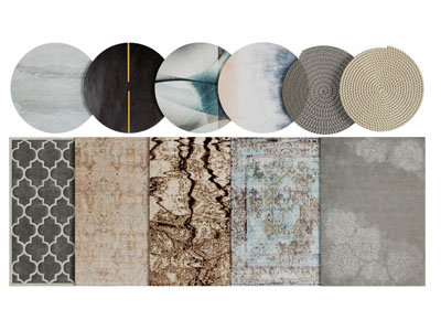 现代长方形圆形地毯3d模型 现代长方形圆形地毯