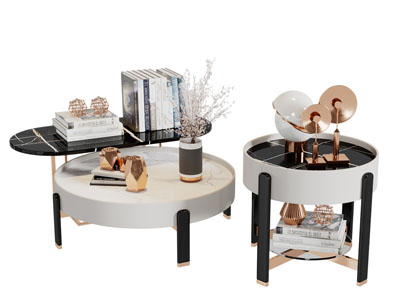 现代圆形托盘茶几边几3d模型 现代圆形托盘茶几边几