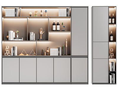 新中式带有灯带的装饰柜