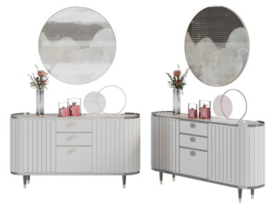 新中式椭圆形玄关柜边柜