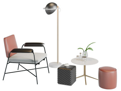 现代轻奢休闲椅子茶几坐墩