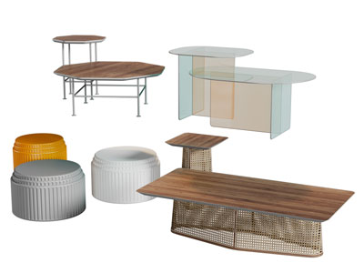 新中式茶几边几3d模型 新中式茶几边几