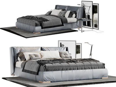 新中式布艺双人床床头柜