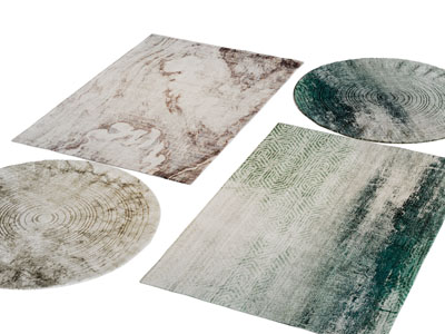 新中式做旧长方形圆形地毯3d模型 新中式做旧长方形圆形地毯