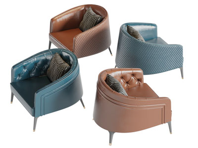 现代真皮单人沙发3d模型 现代真皮单人沙发