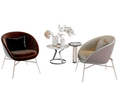 现代轻奢休闲椅子边几