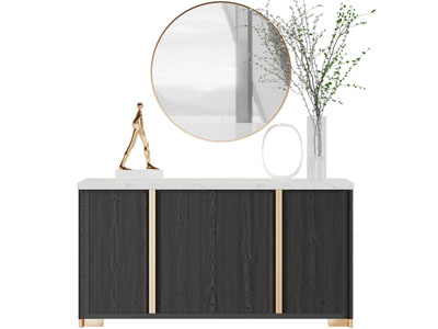 新中式玄关柜边柜装饰镜