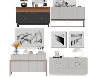 新中式玄关柜边柜装饰画