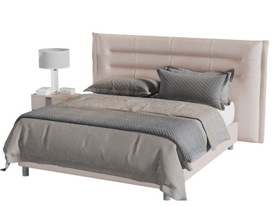 新中式加宽床头双人床