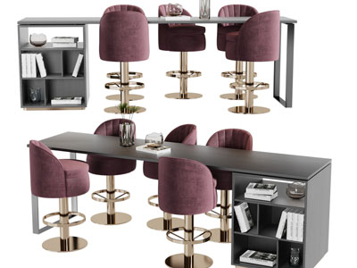 现代轻奢加长带收纳的吧台吧椅