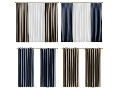 现代纯色布艺窗纱窗帘3d模型 现代纯色布艺窗纱窗帘