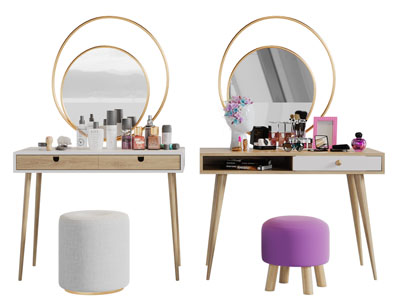 北欧实木化妆梳妆台坐墩