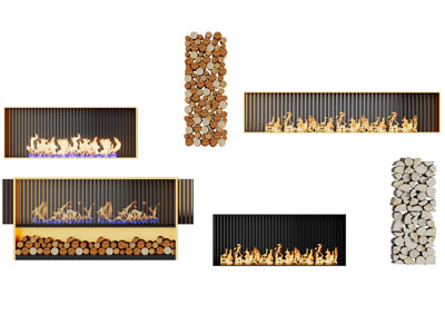 现代长方形装饰火焰的壁炉