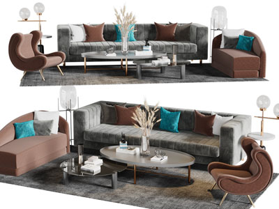 现代轻奢布艺多人沙发休闲椅子贵妃椅组合