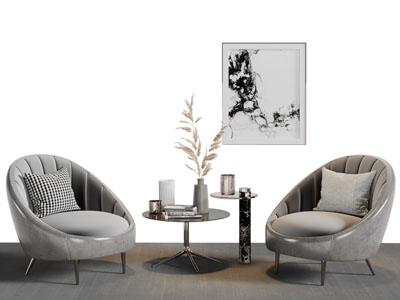 新中式休闲单人沙发3d模型 新中式休闲单人沙发