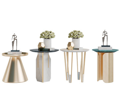 新中式圆形茶几边几3d模型 新中式圆形茶几边几